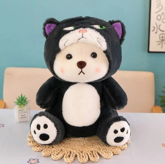 OSITO DISFRAZADO DE GATO LUCIFER + TARJETA DE AMOR🧸💜✨